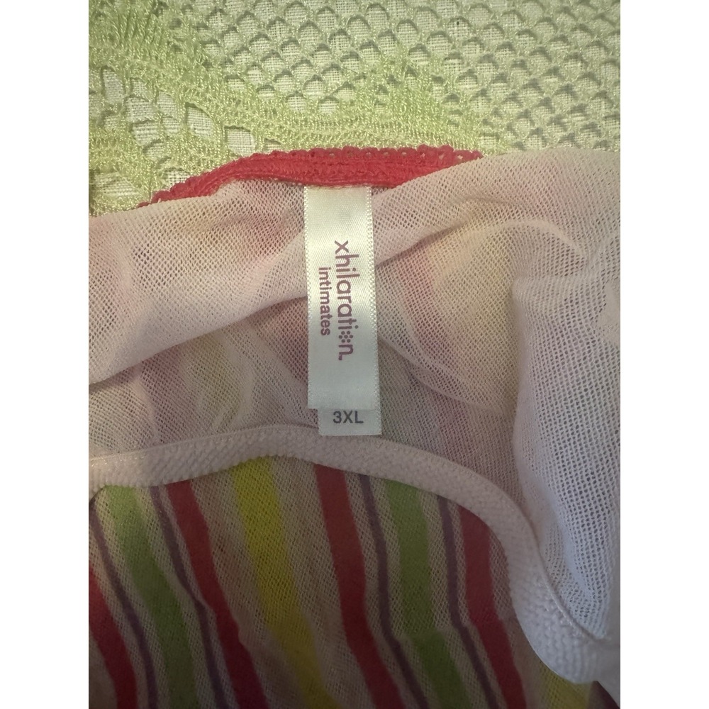 VTG Y2K Xhileration Cami Tank & Boy Short Panty Set- Pink Striped Sheer Fits XL - Picture 6 of 7